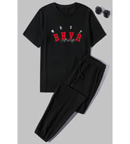 Unisex Bhvr Baskılı 2'li Eşofman Takımı (Siyah)