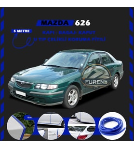 Mazda 626 Oto Araç Kapı Koruma Fitili 5metre Parlak Mavi Renk