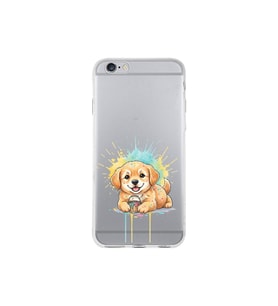 iPhone 6 ile Uyumlu Splash Köpek Tasarımlı Şeffaf Silikon Kılıf