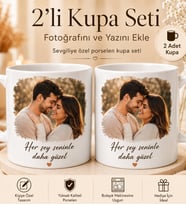 2’li Sevgiliye Özel Kupa Seti – Fotoğraflı Yazılı Kişiye Özel Baskılı Porselen Hediye Kupa