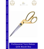 #TerziMakası Profesyonel Tekstil Paslanmaz Keskin Ergonomik Altın Sarısı Terzi Makası Çelik Büyük Bo