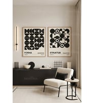 Modern Geometrik Sanat 2'li Ahşap Çerçeveli Tablo Seti