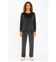 Kadın 13504-2618 Uzun Kol Kadife Pijama Takımı