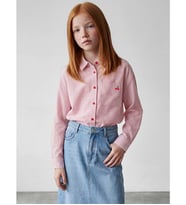 LCW Kids Kırmızı Çizgili Uzun Kollu Poplin Kız Çocuk Gömlek