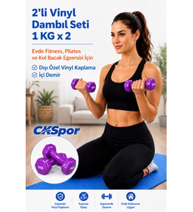 CKSPOR 2’li Vinyl Dambıl Seti 1 Kg x 2 – Evde Fitness & Pilates İçin Vinil Kaplı Demir Dambıl