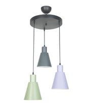 Modern 3'lü Avize, Yeşil Antrasit Lila, Cafe, Mutfak, Salon, Çocuk Odası