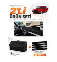 TOFAŞ SERÇE (1984-1995) Uyumlu Torpido Örtüsü + Deri Bagaj Çantası + Sticker Seti - Siyah