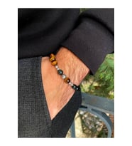A+ KALİTE  Mavi ve Kahverengi Kaplan Gözü Doğal Taş Bileklik > Handcrafted