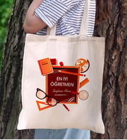 BK Gift Kişiye Özel Öğretmenler Günü Tasarımlı Kanvas Bez Çanta- 1, Öğretmene Hediye, Öğretmenler Günü