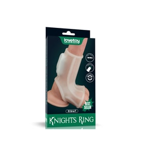 Vibrating Ridge Knights Ring with Scrotum Sleeve (White) Destekli Halka