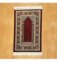Lalezar Motifli Yünlü Seccade Bordo