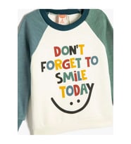 Erkek Bebek Sweatshirt Şardonlu Bisiklet Yaka Baskılı Pamuklu - KOTON - 4WMB10209TK - EKRU - 3-4 YAŞ
