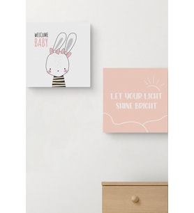 Bebek Odasına Özel Minimal Tavşan Tasarımlı Kanvas 25x25 cm