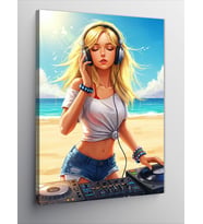 Kanvas Tablo Sahilde Dj Kadın
