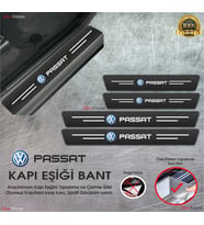 Volkwagen Passat  Logolu Karbon Kapı Eşiği Koruyucu Suni Deri 4'lü Set