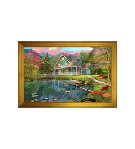 Manzara Temalı Kanvas Tablo 80 x 110 cm Gold Çerçeve