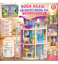 Doğa Ailesi Eğlenceli Masal Evi 3 Katlı Oyuncak Ev Seti Figürlü ve Aksesuarlı