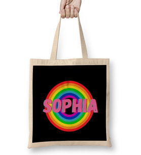 Sophia -Name personalized Custom - vintage Retro Rainbow Style Design Gift Baby-Gift For Her Bez Çanta Uzun Saplı