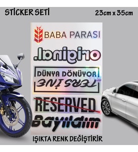 para bize sticker seti - Oto cam bagaj yazıları set - hologram etkili - renk değiştiren yeni nesil lüks sticker etiket setleri