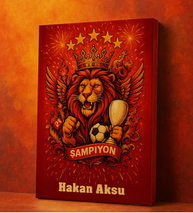 BK Gift Kişiye Özel Sarı Kırmızı 5 Yıldız Aslan Taraftar Tasarımlı Kanvas Tablo-4, Taraftar Hediyesi, Doğum Günü Hediyesi, Arkadaşa Hediye