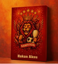BK Gift Kişiye Özel Sarı Kırmızı 5 Yıldız Aslan Taraftar Tasarımlı Kanvas Tablo-4, Taraftar Hediyesi, Doğum Günü Hediyesi, Arkadaşa Hediye
