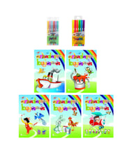 3-6 Yaş Arkadaşım Boyama Kitapları 5 li +Pensan Kids 12 li Keçeli Boya (Beyaz)