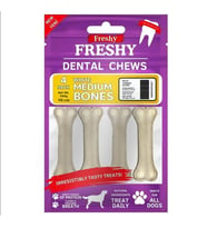 Freshy Dental Chews White Medium Bones Köpek Ödül Kemiği 10 Cm 4 Adet (STD)