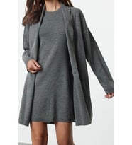 Moda Stil Regular Bisiklet Yaka Mini Boy Triko Elbise-Hırka (Antrasit)