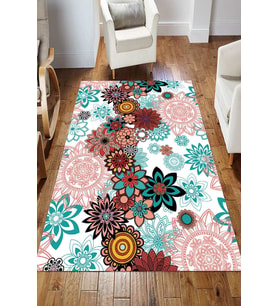 Dijital Kaymaz Taban Yıkanabilir Salon Halısı Mutfak Halısı Koridor Halısı Yolluk ND-HS-371 (Çok Renkli)