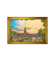 Kız Kulesi Motifli Kanvas Tablo 80 x 110 cm Gold Çerçeve
