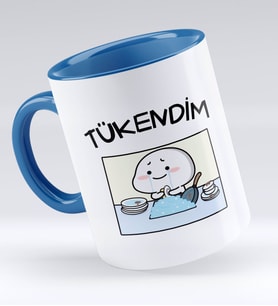 Bk Gift Tükendim Tasarımlı Mavi Kupa Bardak - Model 1