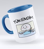 Bk Gift Tükendim Tasarımlı Mavi Kupa Bardak - Model 1