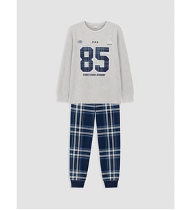 LCW Kids Gri Bisiklet Yaka Erkek Çocuk Pijama Takım
