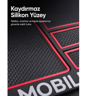 Çok Bölmeli Araç İçi Organizer Mat Kaydırmaz Silikon Telefon Tutuculu Tasarım