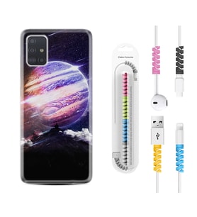 Samsung a71 A72 A73 A7 A9 2018 C7 C9 Kılıf Kablo Koruma Spiral Silikon Super Planet 1797