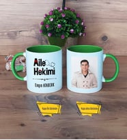 Aile Hekimi Kupa Bardak Yeşil Fotoğraflı Tıp Bayramı Hediyesi
