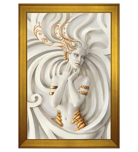 Kadın Motifli Kanvas Tablo 80 x 110 cm Gold Çerçeve