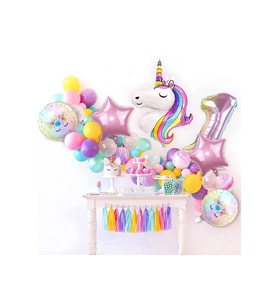 Unicorn 1 Yaş Lüks Balon Seti