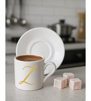 Türk Kahvesi, Espresso, Harf Fincan (Beyaz-Altın El Yazısı)