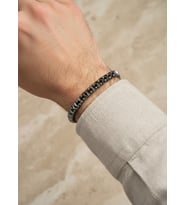 Erkek Füme Metalik Geometrik Detaylı Modern Bileklik