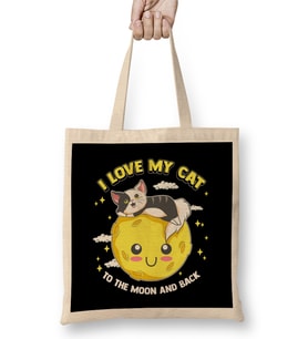 I Love My Cat To The Moon And Back Cute Kitten Bez Çanta Uzun Saplı
