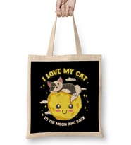 I Love My Cat To The Moon And Back Cute Kitten Bez Çanta Uzun Saplı