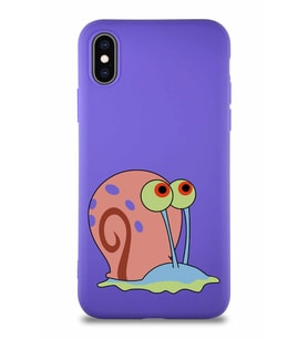 Apple iPhone X Soft Premier Kapak Salyangoz Gary Tasarımlı Silikon Kılıf - Mor (Şeffaf)
