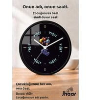 İsme Özel Gezegen Balonlu Astronot Çocuk Odası Duvar Saati Orta Boy 30 cm Siyah Camlı Sessiz