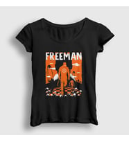 Presmono Kadın Siyah Gordon Freeman Oyun Half Life T-Shirt 542918tt