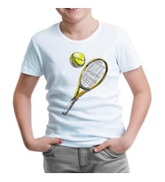 Tenis - Raket ve Top Beyaz Çocuk Tshirt
