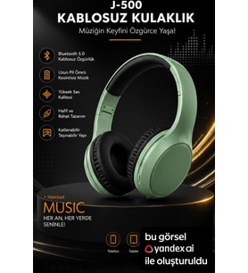 J500 YEŞİL RENK BLUETOOTH KAFA ÜSTÜ KULAKLIK