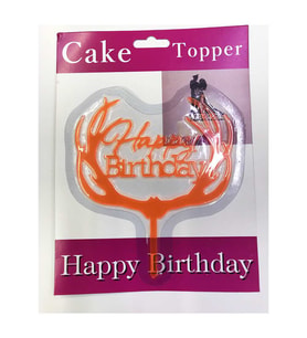 Happy Birthday Yazılı Turuncu Dallı Pasta Kek Çubuğu