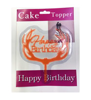 Happy Birthday Yazılı Turuncu Dallı Pasta Kek Çubuğu
