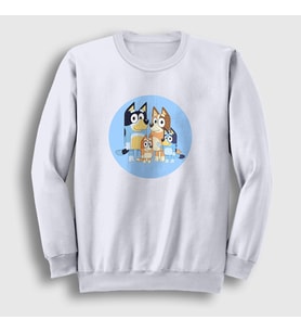 Presmono Unisex Beyaz Bluey Ailesi Bandit Chili Sweatshirt 450961tt